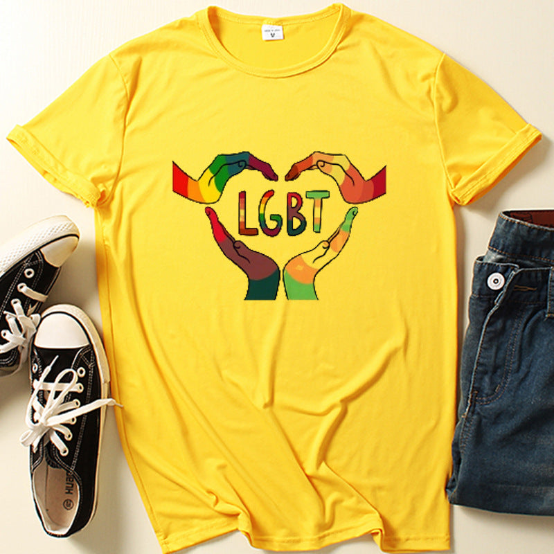 Men And Women Letter Print Casual Short-sleeved Tops