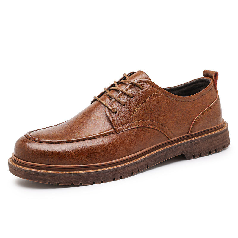Tooling Casual Leather Shoes All-matching British Leather Shoes