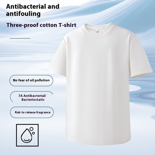 Antibacterial Three-proof Round Neck Solid Color Short Sleeve