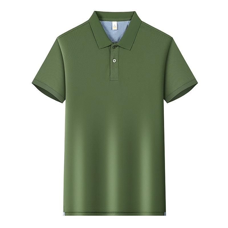 220g Back Of Turtle Split Solid Color Polo Collar T-shirt
