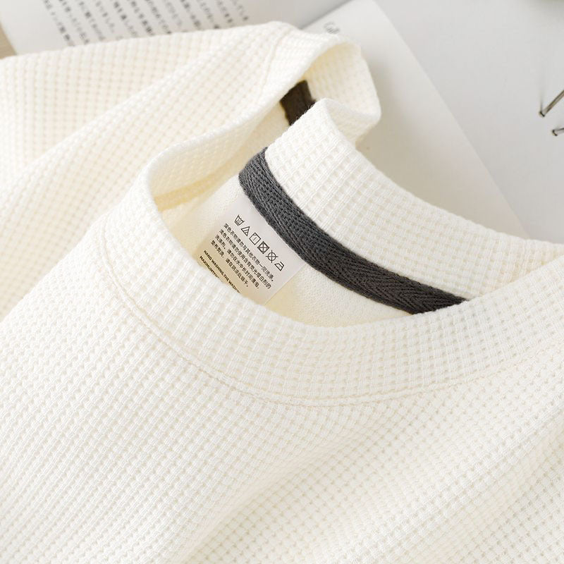 Summer Japanese Round Neck Half Sleeve Top Loose Casual Solid Color