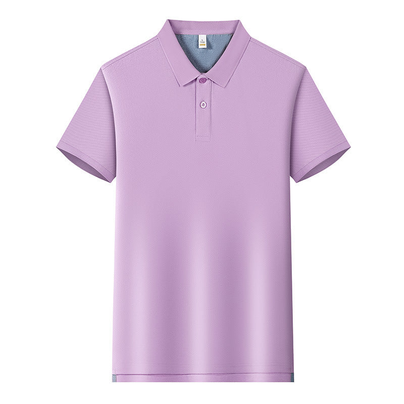 220g Back Of Turtle Split Solid Color Polo Collar T-shirt