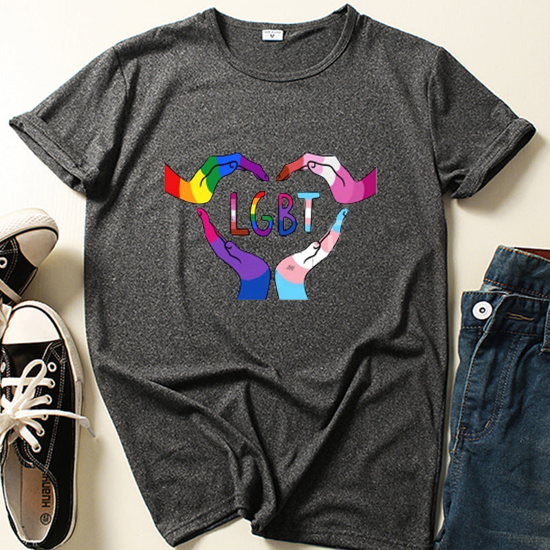 Men And Women Letter Print Casual Short-sleeved Tops