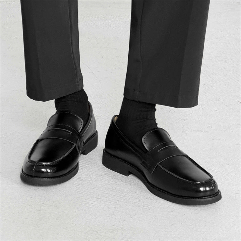Men's Classic Slip-on Black Derby Couple Leather Shoes