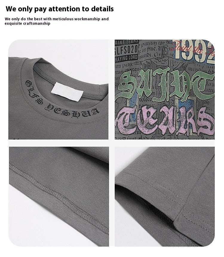 American Retro National Trend Hip Hop Graffiti Short Sleeve