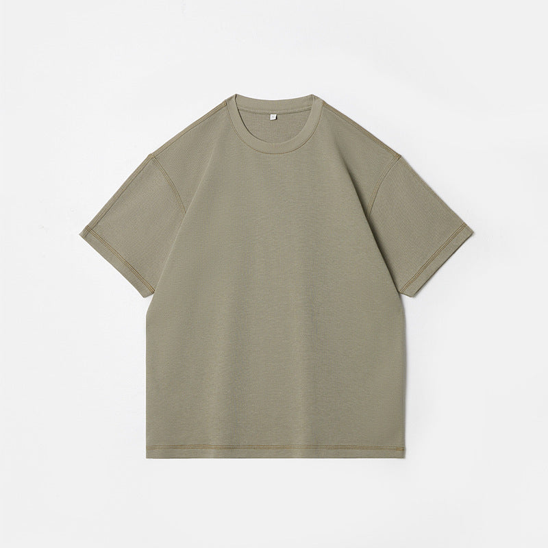 Retro Shoulder Contrasting Color Line Short Sleeved Shirt