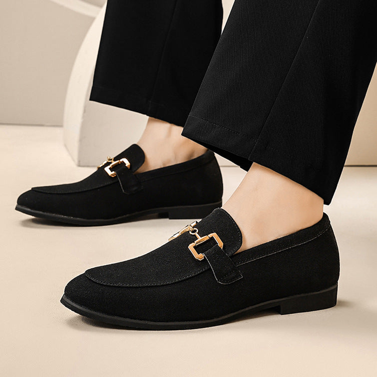 Men's Plus Size British Metal Buckle Casual Leather Shoes
