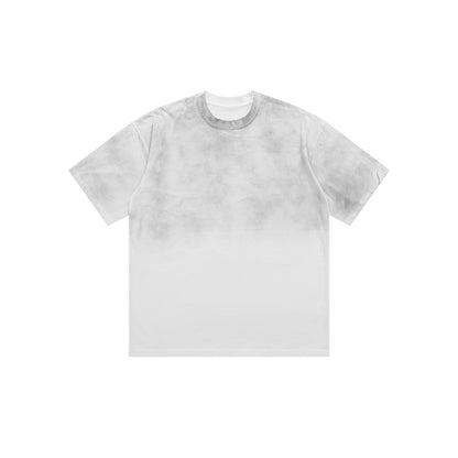 American Retro Double Yarn Pure Cotton Gradient Color Short Sleeve Men