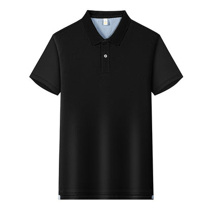 220g Back Of Turtle Split Solid Color Polo Collar T-shirt