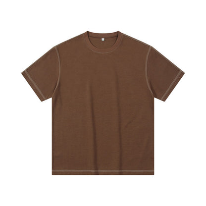 Retro Shoulder Contrasting Color Line Short Sleeved Shirt