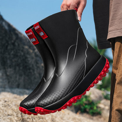 Mid And Low Tube Men's Rain Boots Outdoor Non-slip Waterproof Shoes