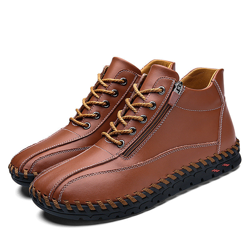 Autumn And Winter Mid-top Work Shoes Side Zipper Casual