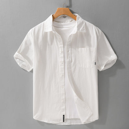 Summer Menswear White Simple Short Sleeve Shirt