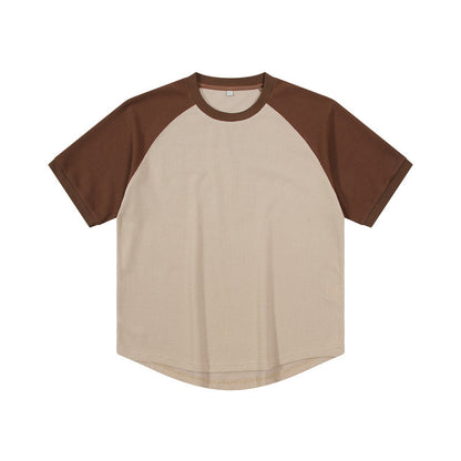 Contrast Color Waffle Plus Size Short Sleeve