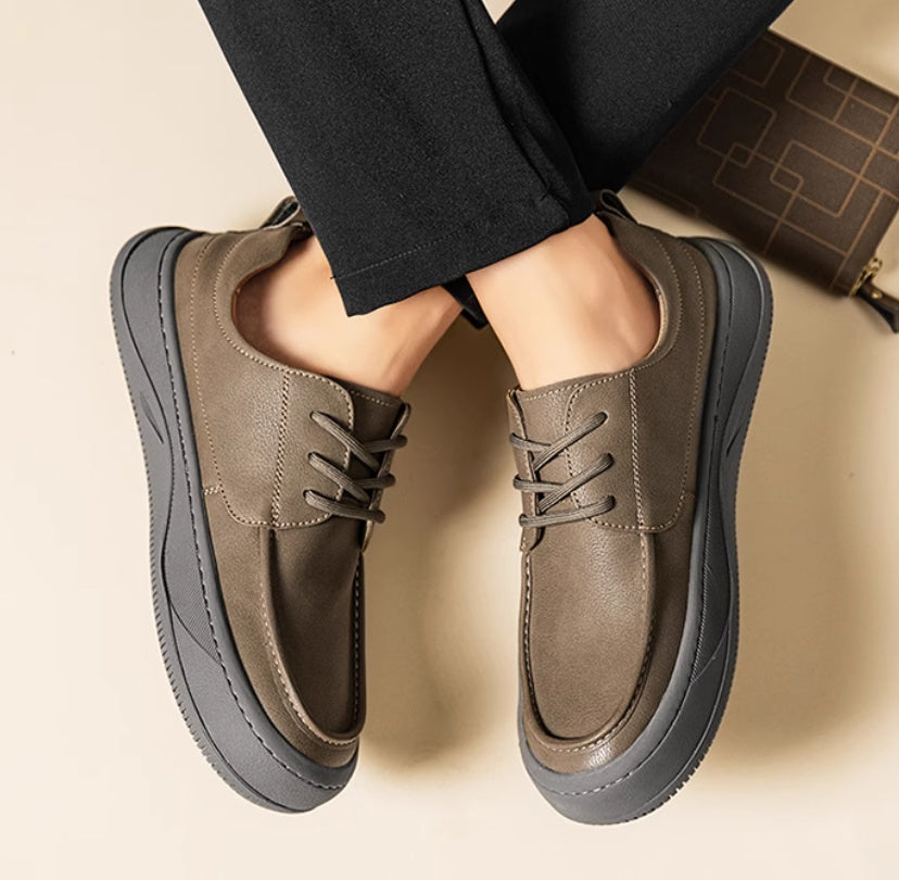 British Retro Brown Big Toe Casual Leather Shoes