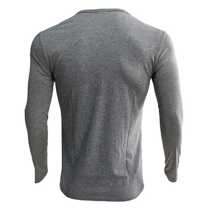 European And American Men's T-shirt Long Sleeved Men's Base Shirt Men's Henry Shirt