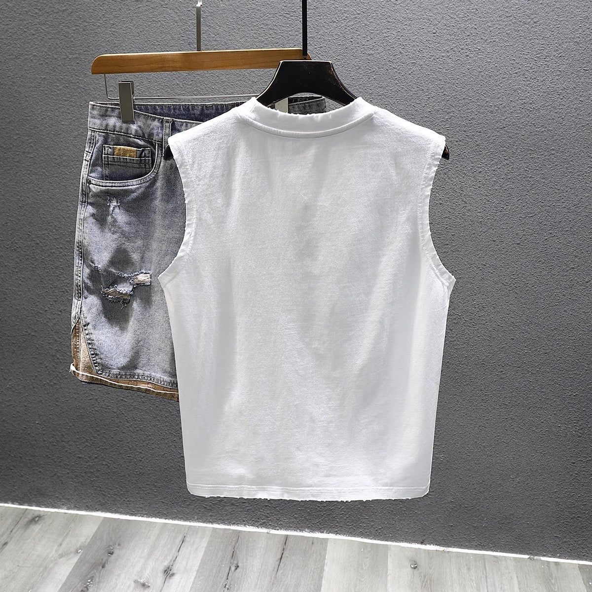 Solid Color Loose Fitness Cotton Sleeveless T-shirt