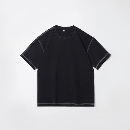 Retro Shoulder Contrasting Color Line Short Sleeved Shirt