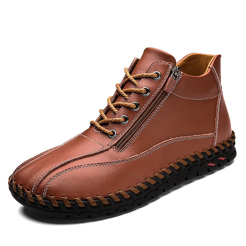 Autumn And Winter Mid-top Work Shoes Side Zipper Casual