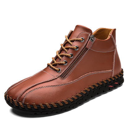 Autumn And Winter Mid-top Work Shoes Side Zipper Casual