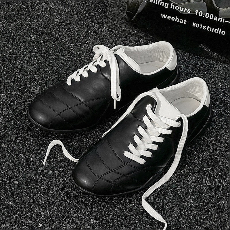 Oblique Lace-up Flat Retro Sports Casual Shoes