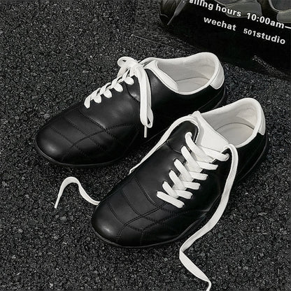 Oblique Lace-up Flat Retro Sports Casual Shoes