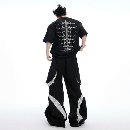 Snake Pupil Backbone Heavy Rivet Backbone Embroidered Short Sleeve Men