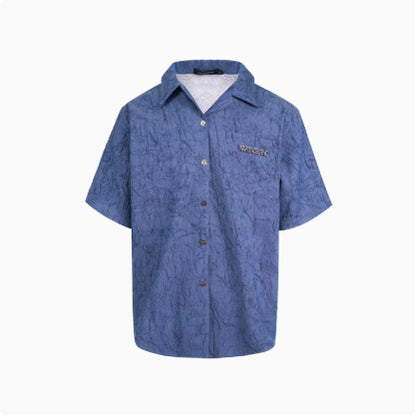 Niche Design Pleated Textured Short Shirt Men's Tops