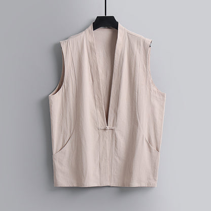 Summer Thin Linen Sleeveless Vest For Men