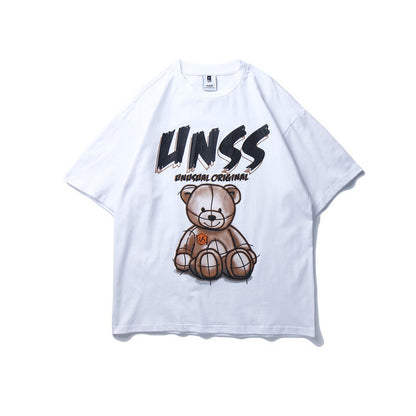 European and American Original Fashion Brand Hip-hop Bear Loose Hiphop T-shirt