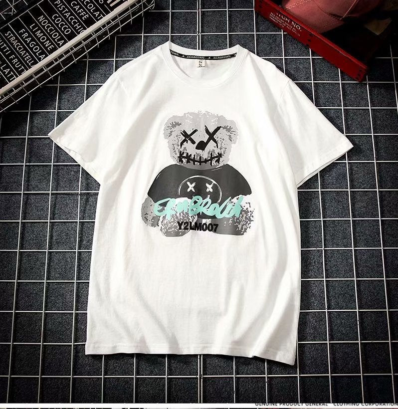 Bear Print T-Shirt Men's Loose Short Sleeve Trend