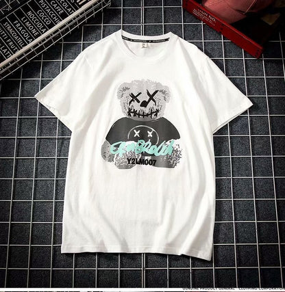 Bear Print T-Shirt Men's Loose Short Sleeve Trend