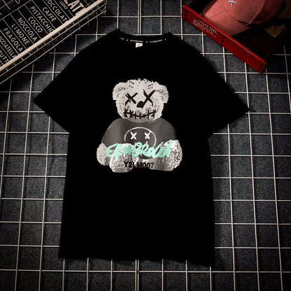 Bear Print T-Shirt Men's Loose Short Sleeve Trend