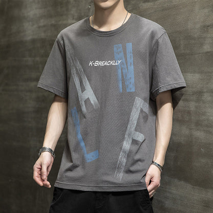 Letter Loose Thin Collarless Casual Unhooded T-Shirt