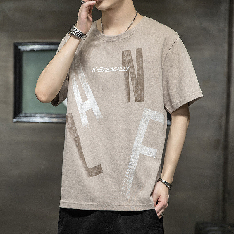 Letter Loose Thin Collarless Casual Unhooded T-Shirt