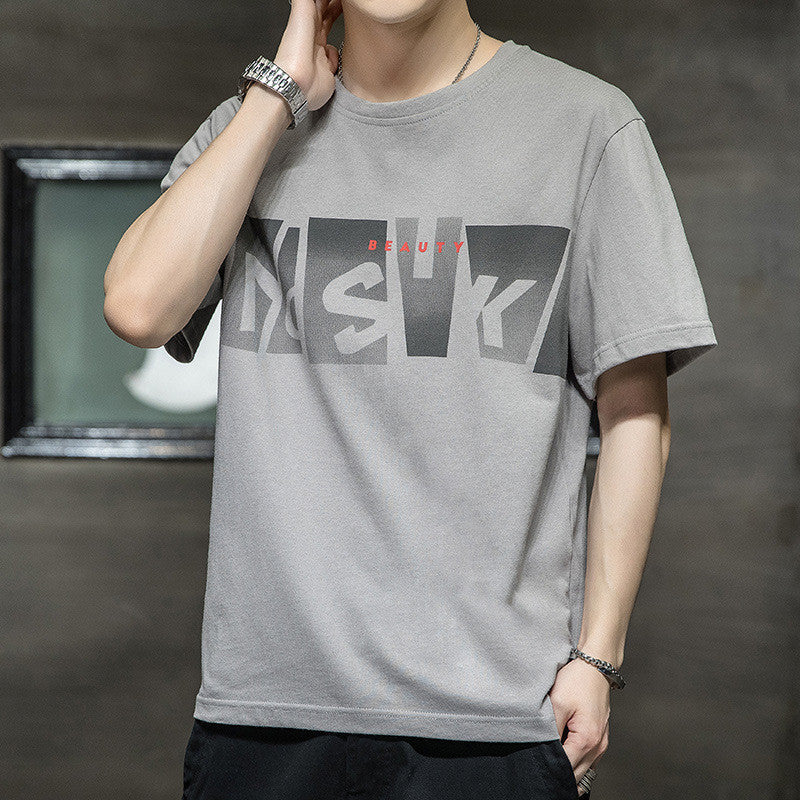 Letter Loose Thin Collarless Casual Unhooded T-Shirt