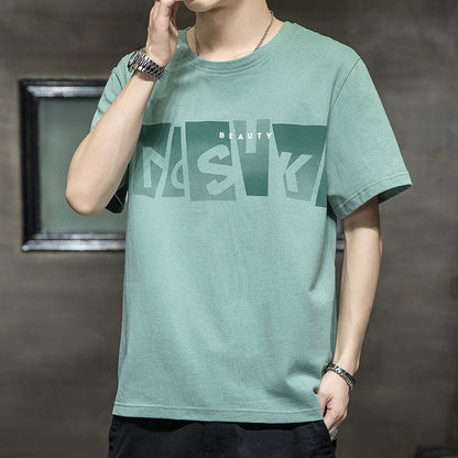 Letter Loose Thin Collarless Casual Unhooded T-Shirt