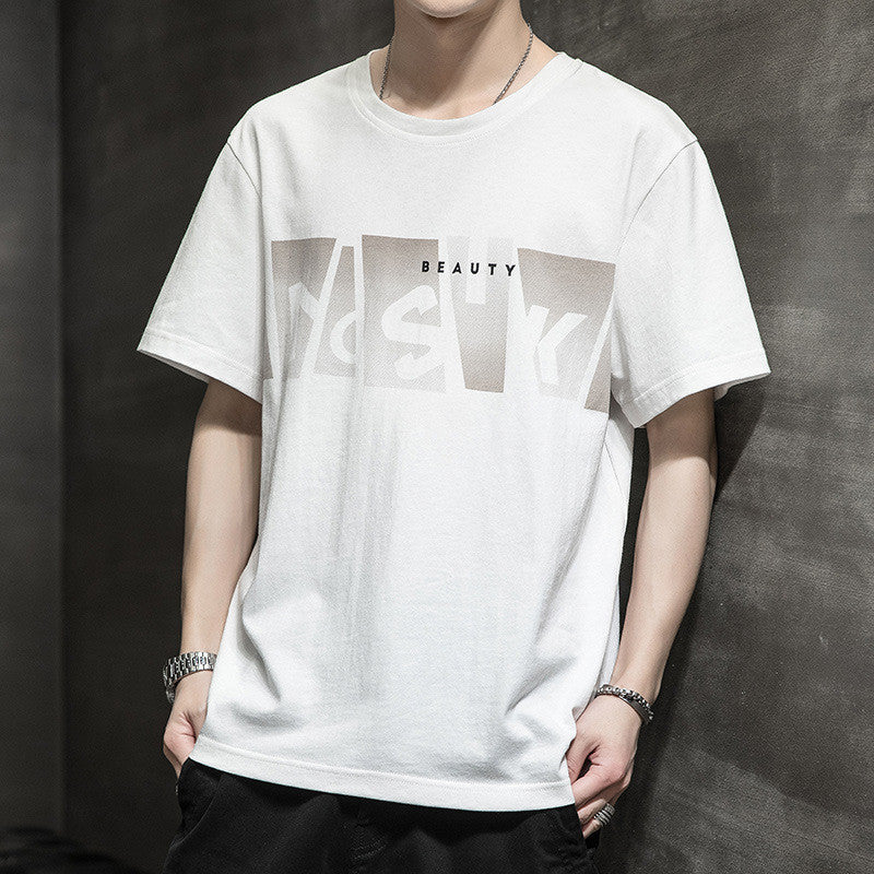 Letter Loose Thin Collarless Casual Unhooded T-Shirt