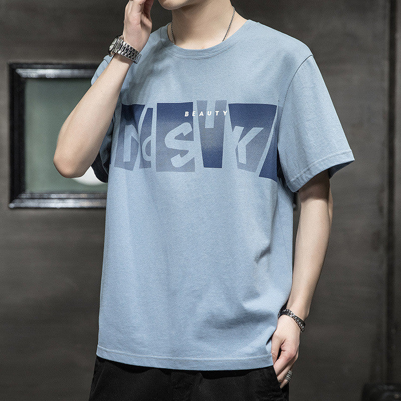 Letter Loose Thin Collarless Casual Unhooded T-Shirt