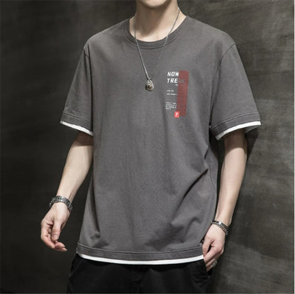 Letter Loose Thin Collarless Casual Unhooded T-Shirt