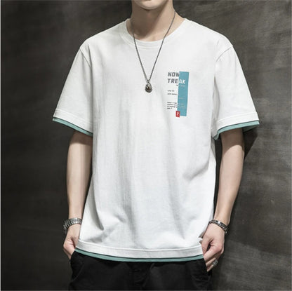 Letter Loose Thin Collarless Casual Unhooded T-Shirt