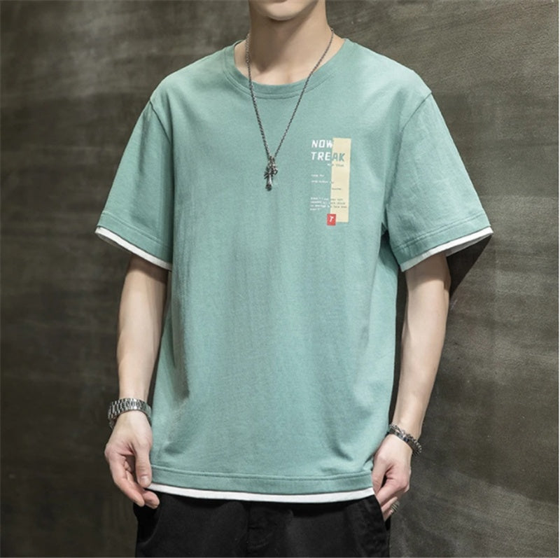 Letter Loose Thin Collarless Casual Unhooded T-Shirt