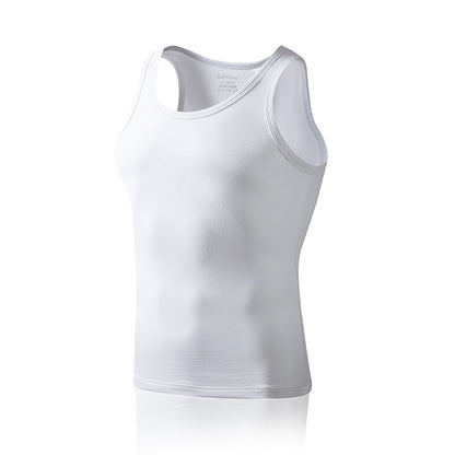 ALSHOW Best Sellers Stretchy Men Vest Pure Cotton Breathable Round Neckline Vest for Men coarse-pitch thread