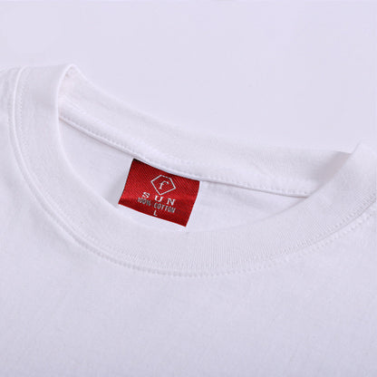 White cotton round neck T-shirt