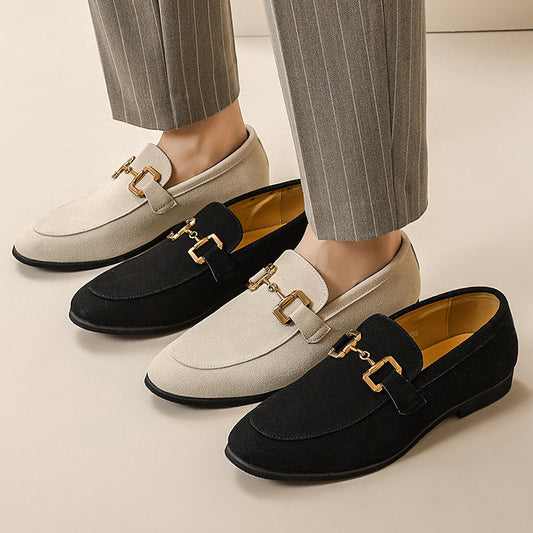 Men's Plus Size British Metal Buckle Casual Leather Shoes