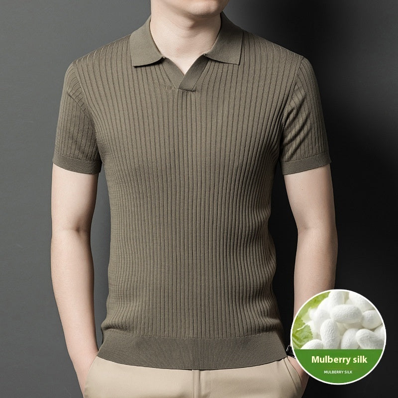 Men's Short Sleeved Lapel Casual Top