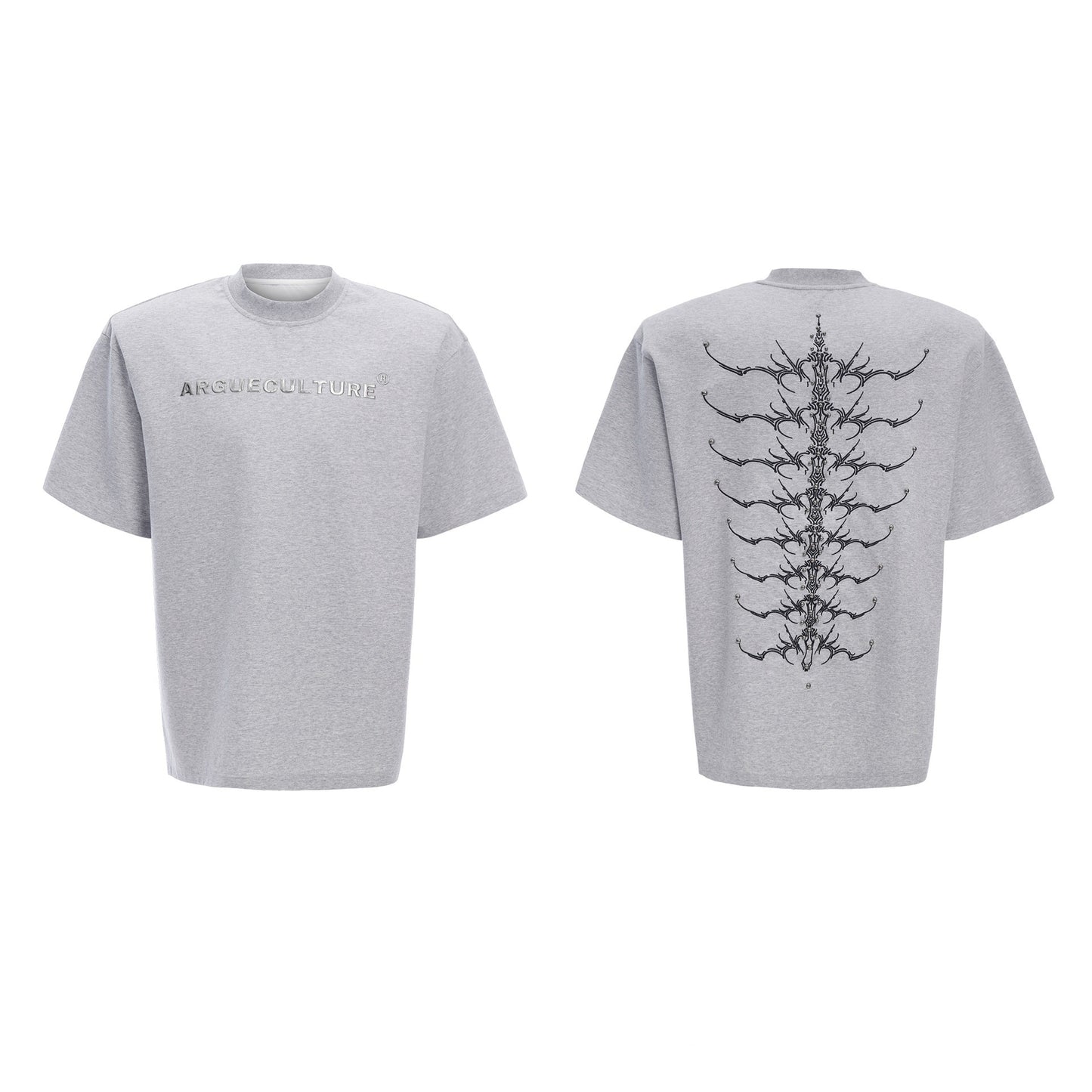 Snake Pupil Backbone Heavy Rivet Backbone Embroidered Short Sleeve Men