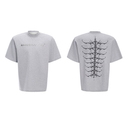 Snake Pupil Backbone Heavy Rivet Backbone Embroidered Short Sleeve Men