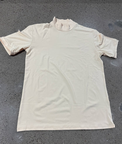 Spring Summer Men Half Turtleneck Mercerized Cotton Short Sleeves