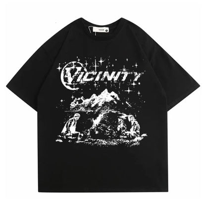Hip Hop Print T-shirt Men's Fashion Retro